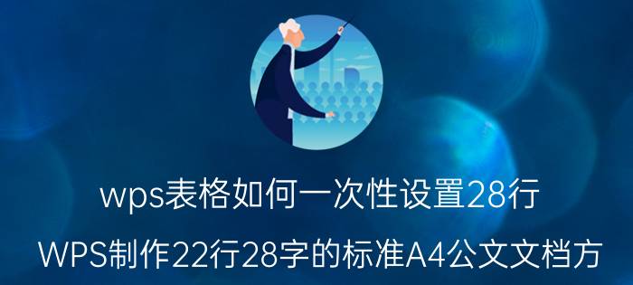 wps表格如何一次性设置28行 WPS制作22行28字的标准A4公文文档方？